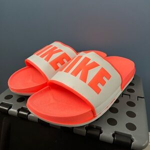 Nike Bright Coral and White Slides